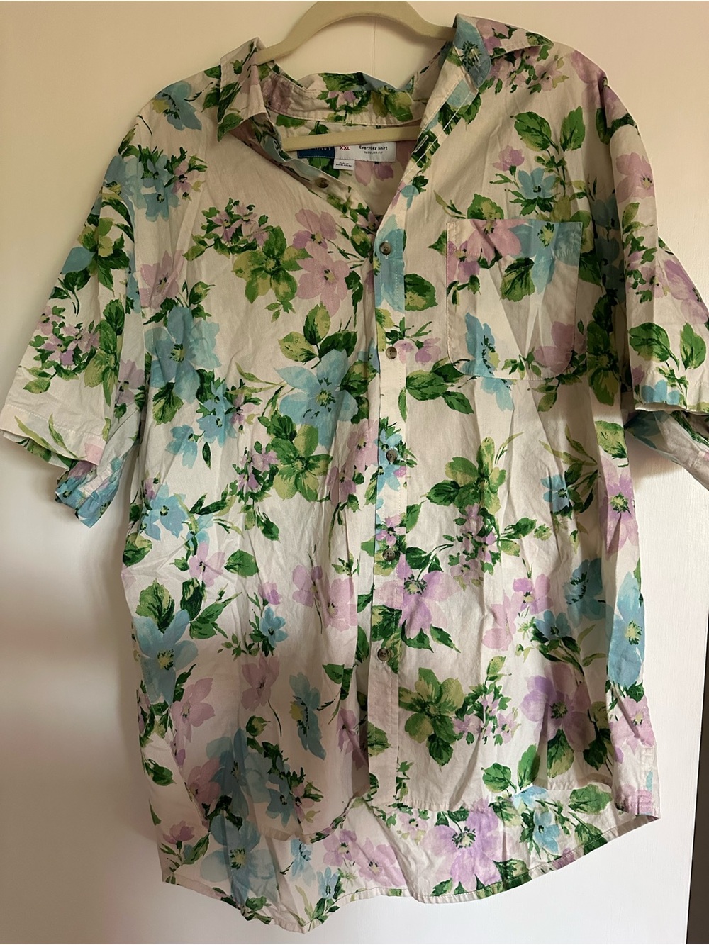 Old Navy Floral Button-Up Shirt in Cream, Green & Lilac family matching